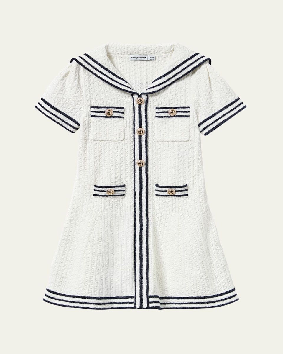 Girl's Sailor Textured Knit Dress, Size 4-12